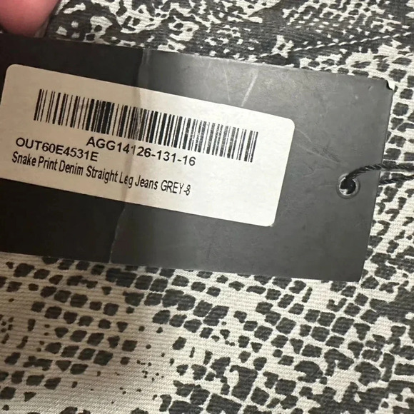 NWT- Nasty Gal Grey Snake Print Denim Straight Leg. US size 4. - Picture 5 of 13